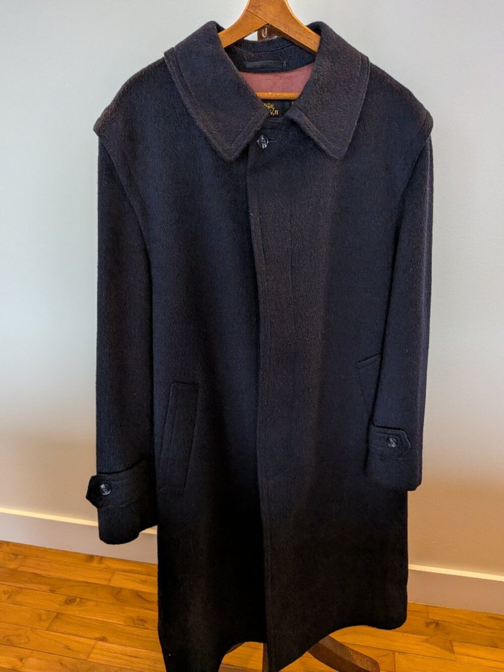 Navy Blue Boiled Wool Long winter coat